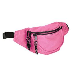 DALIX Fanny Pack w/ 3 Pockets Traveling Concealment Pouch Airport Money Bag (Hot Pink)