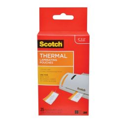 Scotch Thermal Laminating Pouches, 2.48 in x 4.21 in, Luggage Tag Size with Loop, 25 Pouches (TP ...