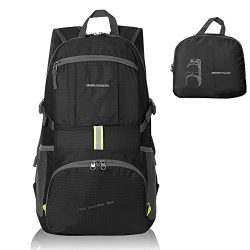 ORICSSON Unisex Rated 35L Durable Lightweight Foldable Backpack Waterproof Handy Daypack (Black- ...