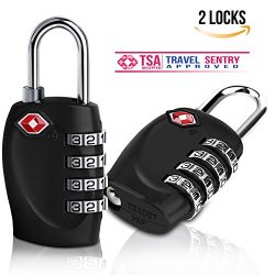 TSA Travel Luggage Locks – BELK Black Easy Rest 4-digit Combination Metal Alloy Padlock fo ...