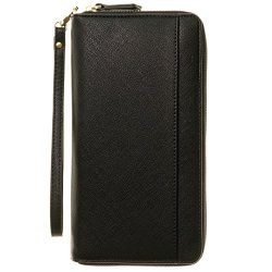 Travel Document Organizer & RFID Passport Wallet Case, Family Passport Holder Id (Black)