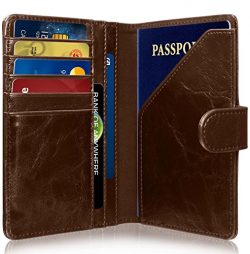 RFID Blocking Passport Holder (9 Slots), GreatShield Theft Proof Leather Wallet [5 Credit Card S ...