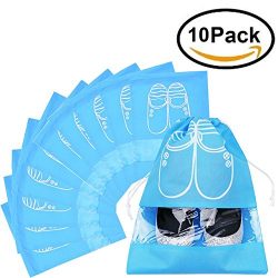 Pack of 10 Dust-proof Breathable Travel Shoe Organizer Bags for Boots, High Heel — Drawstr ...