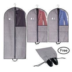 Travel Garment Bags Moth Proof Breathable Suit Covers,Zipper Storage bags With Free Shoe Bag, Ea ...