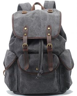Canvas Backpack, Aidonger Vintage Canvas School Backpack Hiking Travel Rucksack Fits 14” L ...