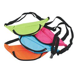 Assorted Neon Color Adjustable Fanny Packs (12)