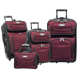 Traveler’s Choice Amsterdam 4-Piece Luggage Set, Burgundy