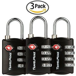 3 Pack TSA Luggage Locks with 4 Digit Combination – Heavy Duty Set Your Own Padlocks for Travel, ...