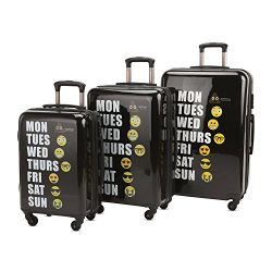 3 Piece Luggage Set Durable Lightweight Spinner Suitecase LUG3 EMOJI Black