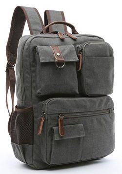 Canvas Backpack, Aidonger Vintage Canvas School Backpack Hiking Travel Rucksack Fits 14” L ...