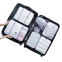 Belsmi 8 Set Packing Cubes – Waterproof Compression Travel Luggage Organizer With Shoes Ba ...