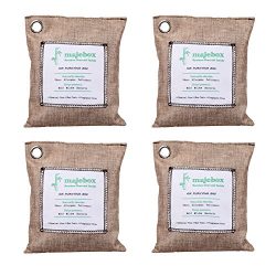 (4x 200g)Majebox Natural Bamboo Charcoal Bags, Air Purifying Bags- Deodorizer and Odor Eliminato ...