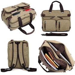 Clean Vintage Laptop Bag Hybrid Backpack Messenger Bag/Convertible Briefcase Backpack Satchel fo ...