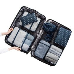 Belsmi 8 Set Packing Cubes – Waterproof Compression Travel Luggage Organizer With Shoes Ba ...