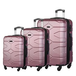 3 Piece Luggage Set Durable Lightweight Hard Case Spinner Suitecase LUG3 LY09 PINK