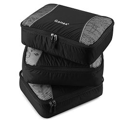 Gonex Packing Cubes 3 Set Travel Luggage Packing Organizers Pouches(Black)