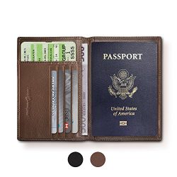 RFID Blocking Folding Leather Passport Holder Wallet For Men and Women – Brown