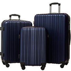 Merax Hylas 3 Piece Luggage Set Lightweight Spinner Suitcase(Dark Blue)