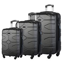 3 Piece Luggage Set Durable Lightweight Hard Case Spinner Suitecase LUG3 LY09 DARK GREY