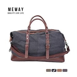 Canvas Weekender Bag Travel Duffel Luggage with Strap by MEWAY (BLACK)