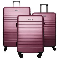 3 Piece Luggage Set Durable Lightweight Spinner Suitecase LUG3 SK0040 PURPLE