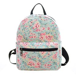 Urmiss Small Flowers Floral Leaf Graffiti Printed Canvas Casual Backpack Travel Shoulder Bag Stu ...