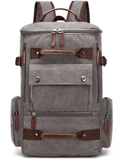 Canvas Backpack, Aidonger Vintage Canvas School Backpack Hiking Travel Rucksack Fits 15” L ...