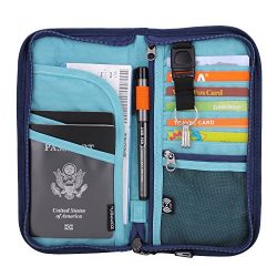 Zoppen RFID Travel Wallet & Documents Organizer Zipper Case, Family Passports Holder with Re ...