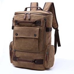 Yousu Canvas Fashion Travel Backpack School Rucksack Hiking Daypack, Coffee
