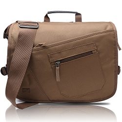Qipi Messenger Bag – Shoulder Bag for Men & Women, 15″ Laptop Pocket (Brown)