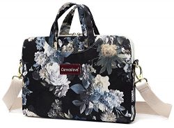 Canvaslove White Flower Waterproof 13 inch Canvas Laptop Shoulder Messenger Bag Case Sleeve for  ...