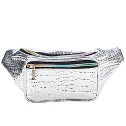 Holographic Fanny Pack for Women – Waist Fanny Pack with Adjustable Belt for Rave, Festiva ...