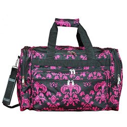 World Traveler 19″ Duffle Duffel Bag, Black Pink Damask, One Size