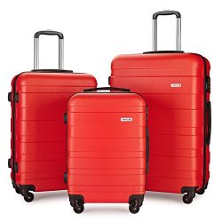 Luggage Set Lightweight Suitcase Set ABS 3 Piece Hard Shell Luggage set(20 inch, 24 inch, 28 inc ...