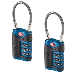 Lewis N. Clark TSA-Approved Combination Luggage Lock With Steel Cable (2-Pack),  Blue, One Size