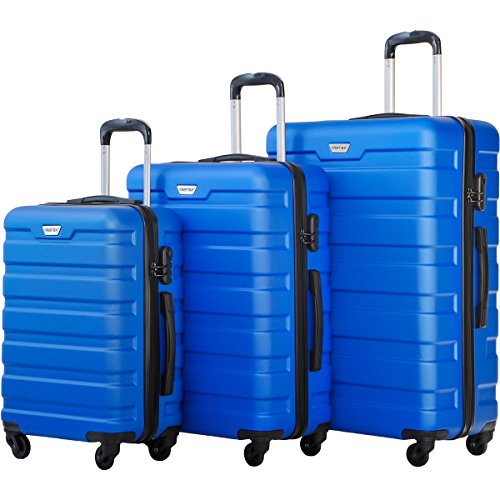 Merax Luggage Set 3 Piece Lightweight Spinner Suitcase (Blue ...