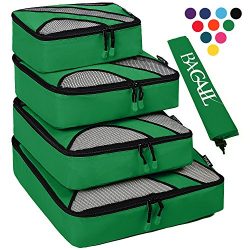 4 Set Packing Cubes,Travel Luggage Packing Organizers with Laundry Bag Lime Green