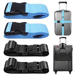 4 Packs Luggage Straps and Add A Luggage Belts, AFUNTA Adjustable Suitcase Belts Travel Bag Atta ...
