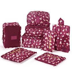 DOKEHOM DKA3002WF2 8 Packing Cubes Travel Organisers – 3 Packing Cubes + 3 Pouches + 1 Pre ...