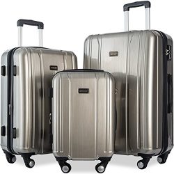 Merax Luggage 3 Piece Sets ABS+PC Expandable Luggage Set with TSA Lock (SpaceSilver)