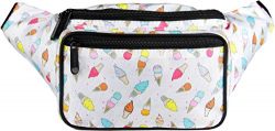 SoJourner Cute Ice Cream Fanny Pack Waist Bag | for women, men and kids | fits small medium large