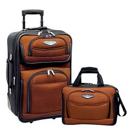 Travelers Choice Travel Select Amsterdam Two Piece Carry-on Luggage Set, Orange