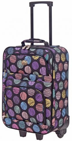 Jetstream 20 Inch Lightweight Luggage Softside Carry On Suitcase (Circles)