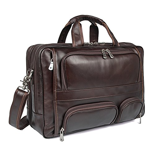 Polare Real Leather 17''Laptop Carry On Overnight Bag Business ...