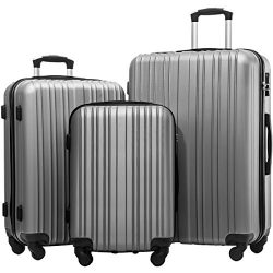 Merax Hylas 3 Piece Luggage Set Lightweight Spinner Suitcase(Silver)