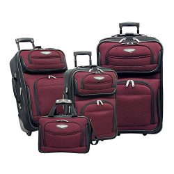 Traveler’s Choice Amsterdam 4-Piece Luggage Set, Burgundy