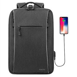 Slim Backpack, Business Laptop Backpacks with USB charging Port, Water Resistant Compact Compute ...
