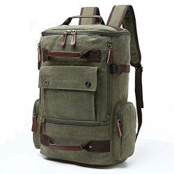 Yousu Canvas Backpack Fashion Travel Backpack School Rucksack Hiking Daypack (Army Green)