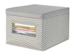 mDesign Chevron Fabric Closet Storage Organizer Box for Clothing, Shoes, Handbags, Jeans – ...