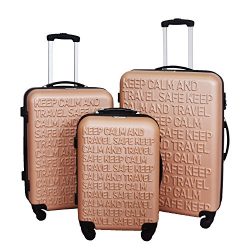 3 Piece Luggage Set Durable Lightweight Spinner Suitecase LUG3 SS386A CHAMPAGNE